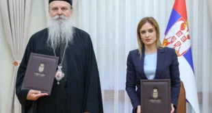 Milica Đurđević Stamenkovski i mitropolit Teodosije potpisali sporazum o podršci ugroženima na KiM