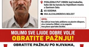 Apel za pomoć: Nenad Popović iz Savinog Sela još nije pronađen